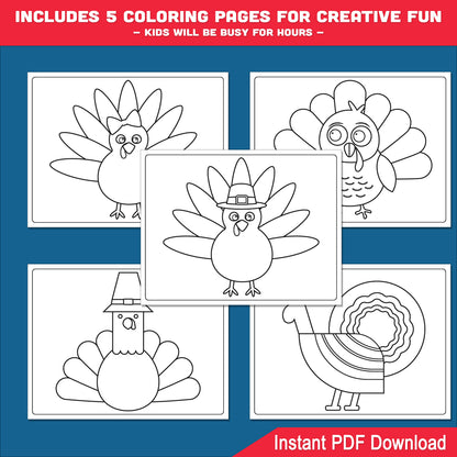 Let’s Draw a Thanksgiving Turkey! Easy 6-Step Drawing and Coloring Pages, Great for Art Centers, Preschool, and Early Finishers this Fall