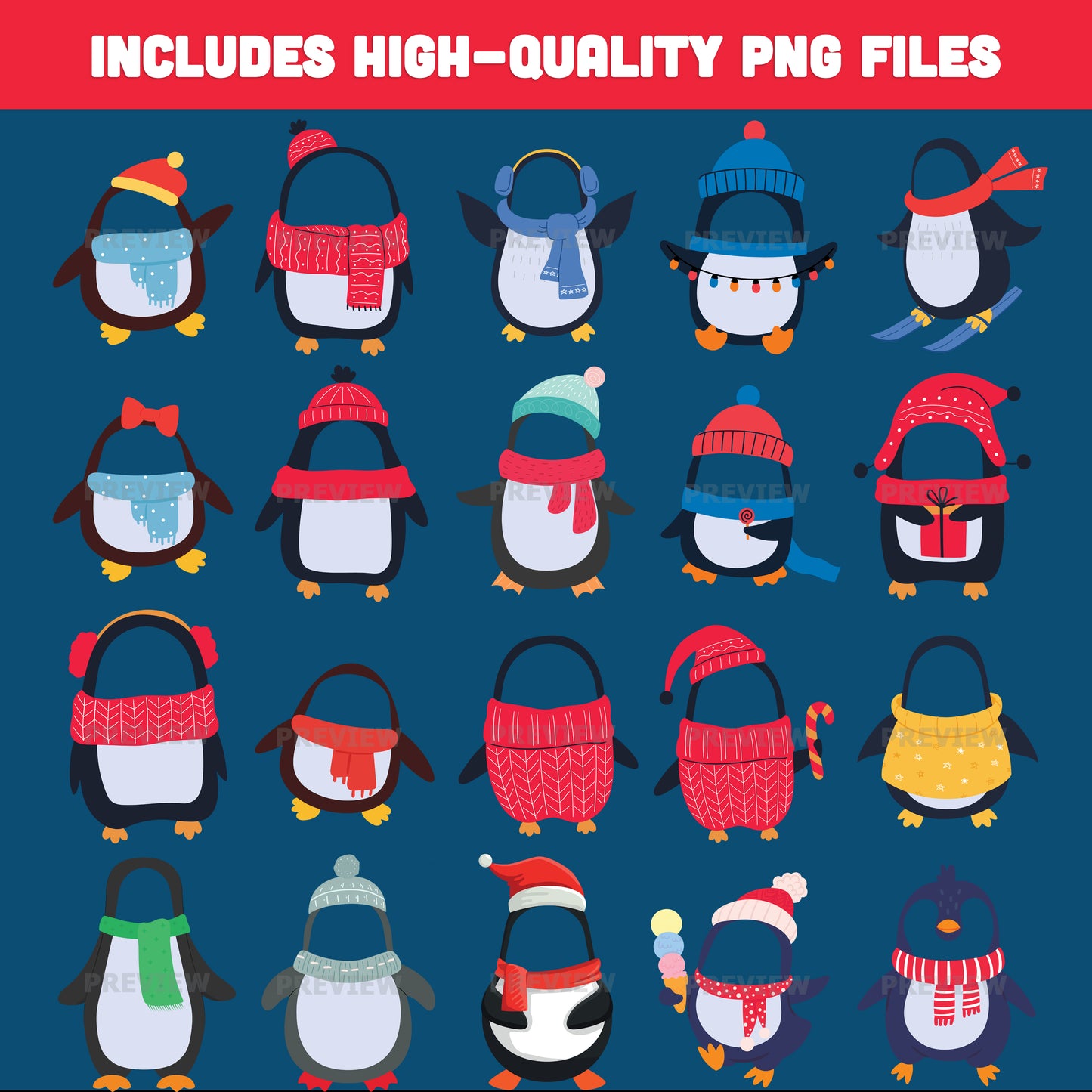 Printable Penguin Body Templates, Add Your Face Christmas Crafts, 20 Designs, Winter DIY Art Activity for Kids, Classroom or Home, PDF + PNG, 8.5x11"