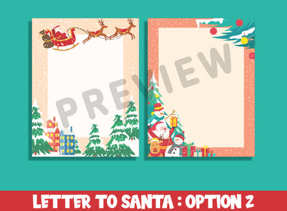 Letter to Santa Template, 2 Festive Designs for Kids' Letters, Fillable & Blank