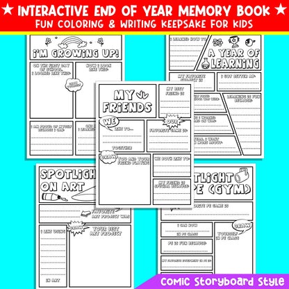 Fourth Grade End of Year Memory Book (4th grade) – Fun Comic-Style Coloring & Writing Keepsake for Kids, 24 Printable Pages