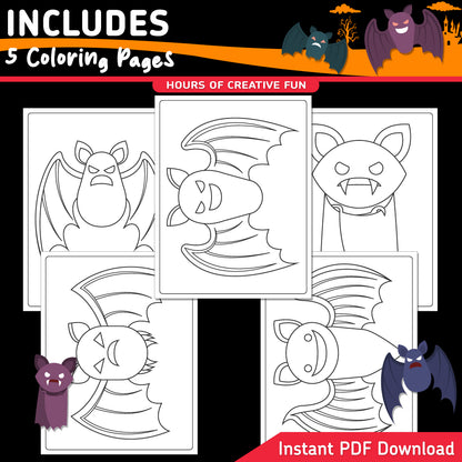 How to Draw a Bat, Halloween Directed Drawing, Simple Step-by-Step Art Activity, 6 Easy Steps, 5 Practice Pages, 5 Coloring Sheets, PDF Download