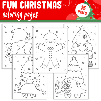 Fun Merry Christmas Coloring Pages: 15 High-Resolution Holiday Designs, Instant PDF Download