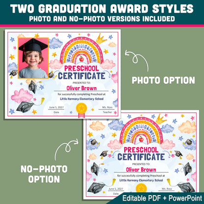Fillable Certificate Template, Graduation Diploma and Awards, Any Grade