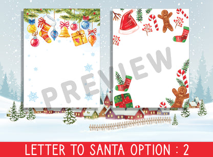 Whimsical Wishes: Fillable & Blank Letter to Santa Prints - Capture Festive Dreams in Style, PDF File, Instant Download