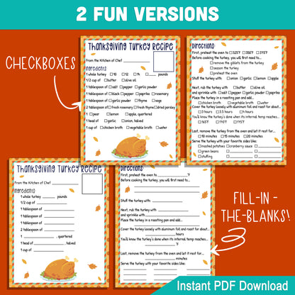 Thanksgiving Turkey Recipe for Kids: 2 Interactive Styles, 3 Fun Cover Versions, and a Creative Draw & Color Activity for Little Chefs!