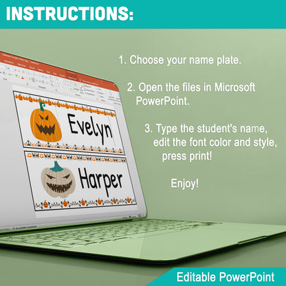 Halloween Pumpkin Name Tags: Editable Classroom Labels, Desk Tags & Bulletin Board, 30 Designs, 8.5"x11", 2/Page