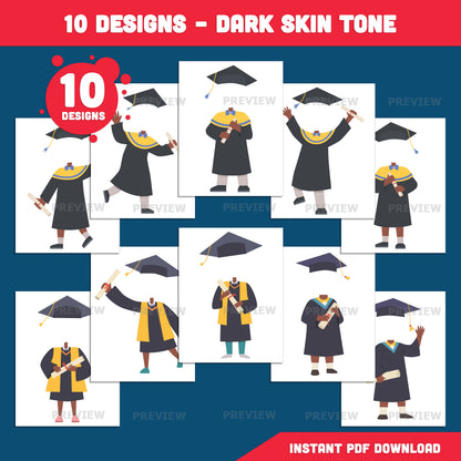 Graduation Ceremony Templates, Kids Graduation Photo Craft, Add Your Own Face Graduation Craft Activity, Classroom Bulletin Board, Coloring Version Included