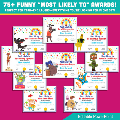 Celebrate Every Student with 75 Fun & Editable “Most Likely To” Awards – Perfect for End-of-Year Recognition!