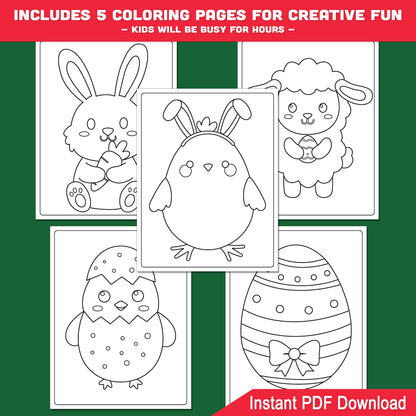 Easter Directed Drawing Worksheets – Step-by-Step Bunny, Chick, Egg & Lamb No Prep Printable Drawing Tutorial Guide for Kids PDF