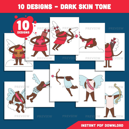 Cupid Add Your Photo Templates, Valentine Cut & Paste Add Your Own Face Craft, Bulletin Board Displays, 10 Unique Designs, Coloring Version Included