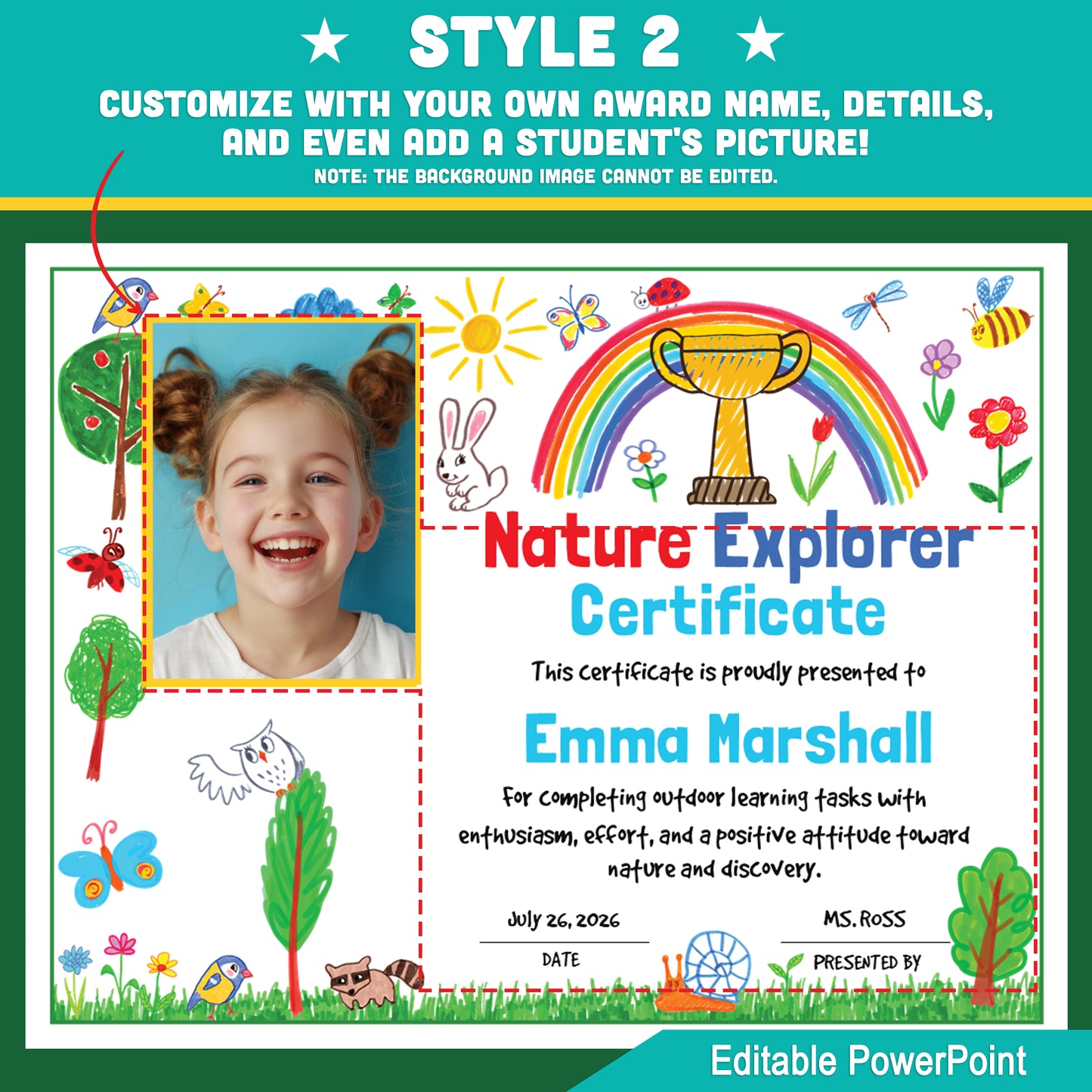 Editable Nature Explorer Certificates – 2 Styles, Nature-themed Awards with Photo Spots