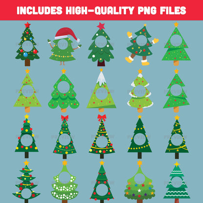 Printable Christmas Tree Body Templates for Kids, 20 Fun Designs, High-Resolution PDF + PNG, Add Your Own Face Craft, Great for Classroom or Home