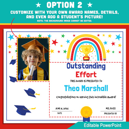 Student Recognition Certificates – End of Year Awards, Editable Class Superlatives with 2 Customizable PowerPoint Options, Instant Download