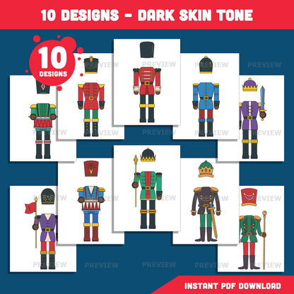 Christmas Nutcracker Body Templates – Add Your Face Winter Craft for Classroom & Home, 10 Designs Light + Dark Skin, PDF + PNG