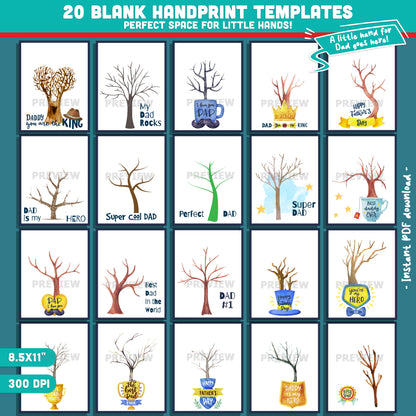 Printable Father’s Day Handprint Tree Crafts – 40 Pages for Kids to Create a Special Gift for Dad with Handprint Templates & Blank Pages