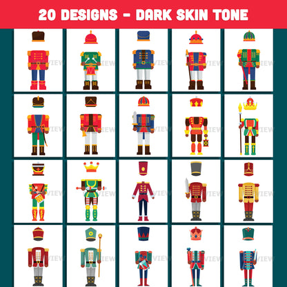 Add Your Face Nutcracker Body Templates, Christmas Craft for Kids, 20 unique designs Light + Dark Skin Tone, PDF + PNG for Classroom Decorations and Family Activities