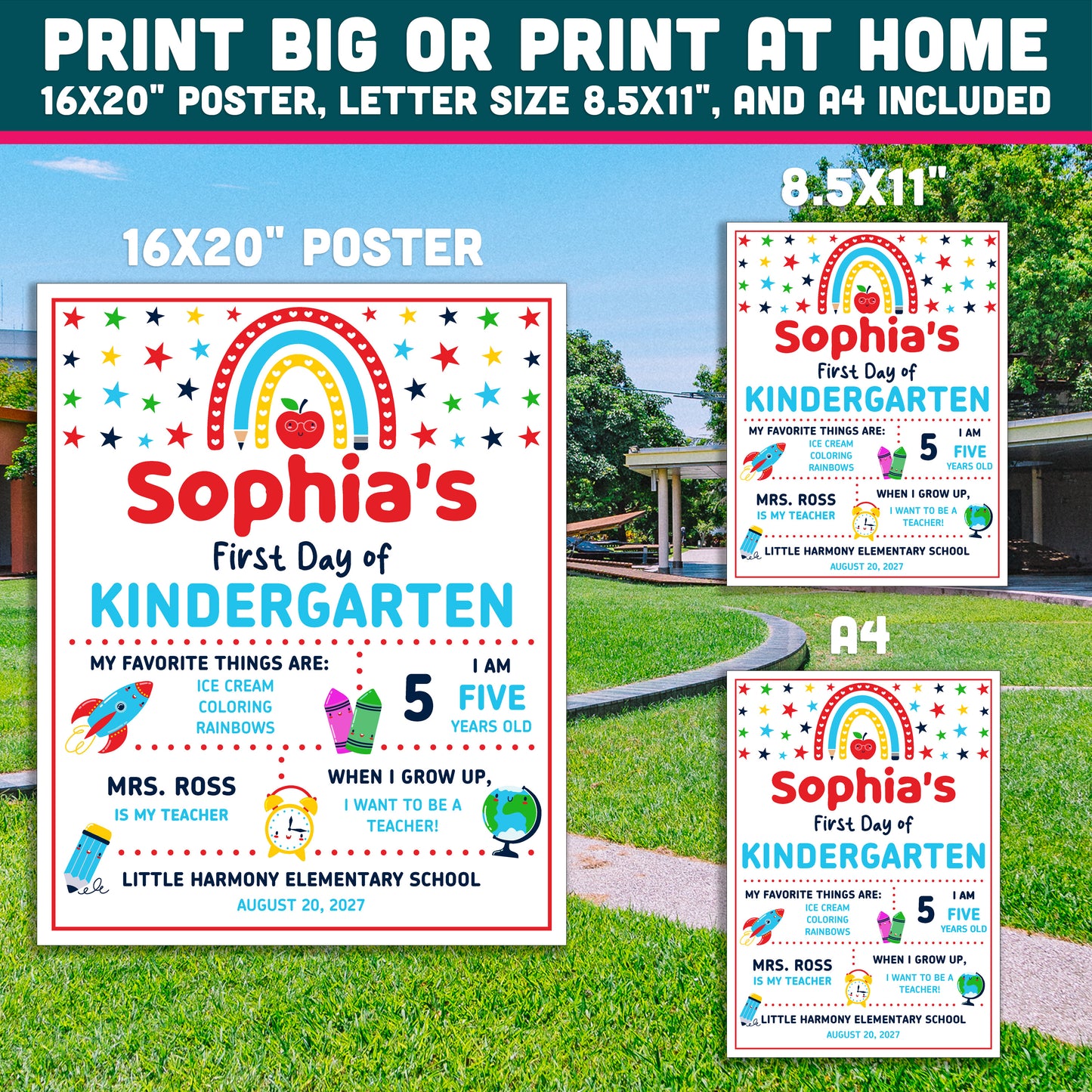 Printable School Milestone Board, Editable Back to School Poster, First & Last Day School Sign, Classroom Photo Board