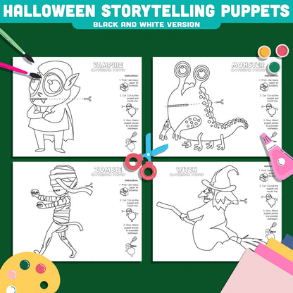 Halloween Clothespin Puppet Craft for Kids, Vampire, Monster, Witch and Zombie