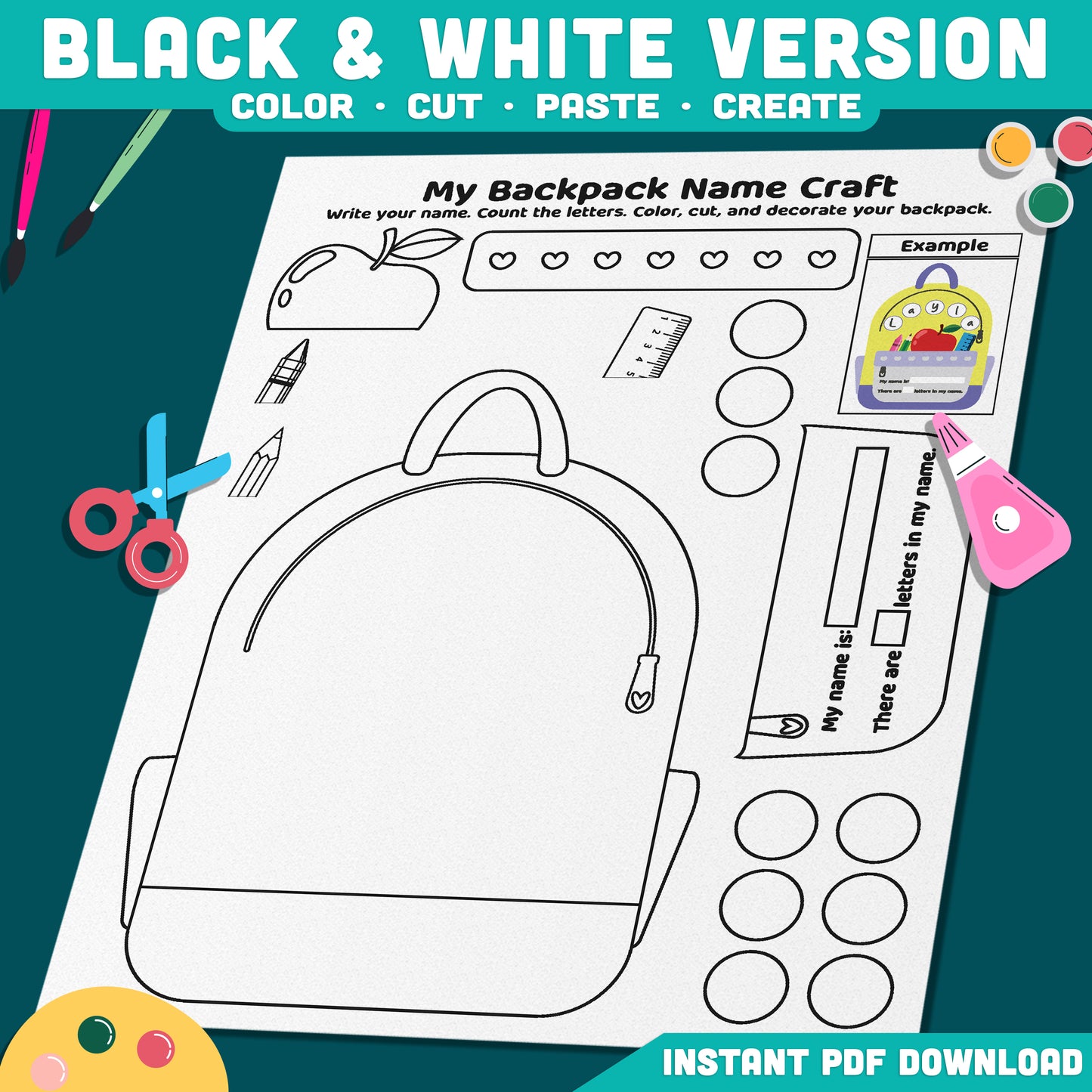 Back to School Backpack Craft, Classroom Display Activity, School Readiness Project, Printable PDF Resource