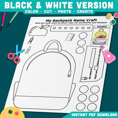 Back to School Backpack Craft, Classroom Display Activity, School Readiness Project, Printable PDF Resource