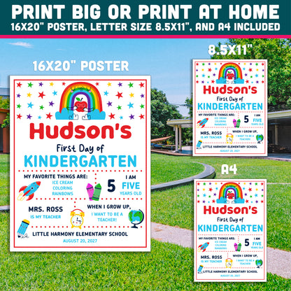 First and Last Day of School Pictures Sign, Editable PDF & PowerPoint Back to School Photo Board Printable, 16x20 Poster, Letter Size 8.5x11, A4