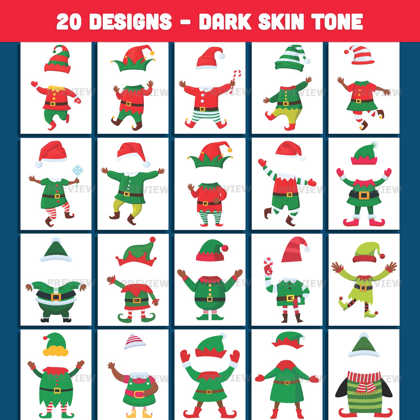 Make Your Own Elf Crafts – Add Your Face Christmas Elf Templates, 20 unique designs Light + Dark Skin Tone, PDF + PNG for Kids, Classroom and Holiday Activities
