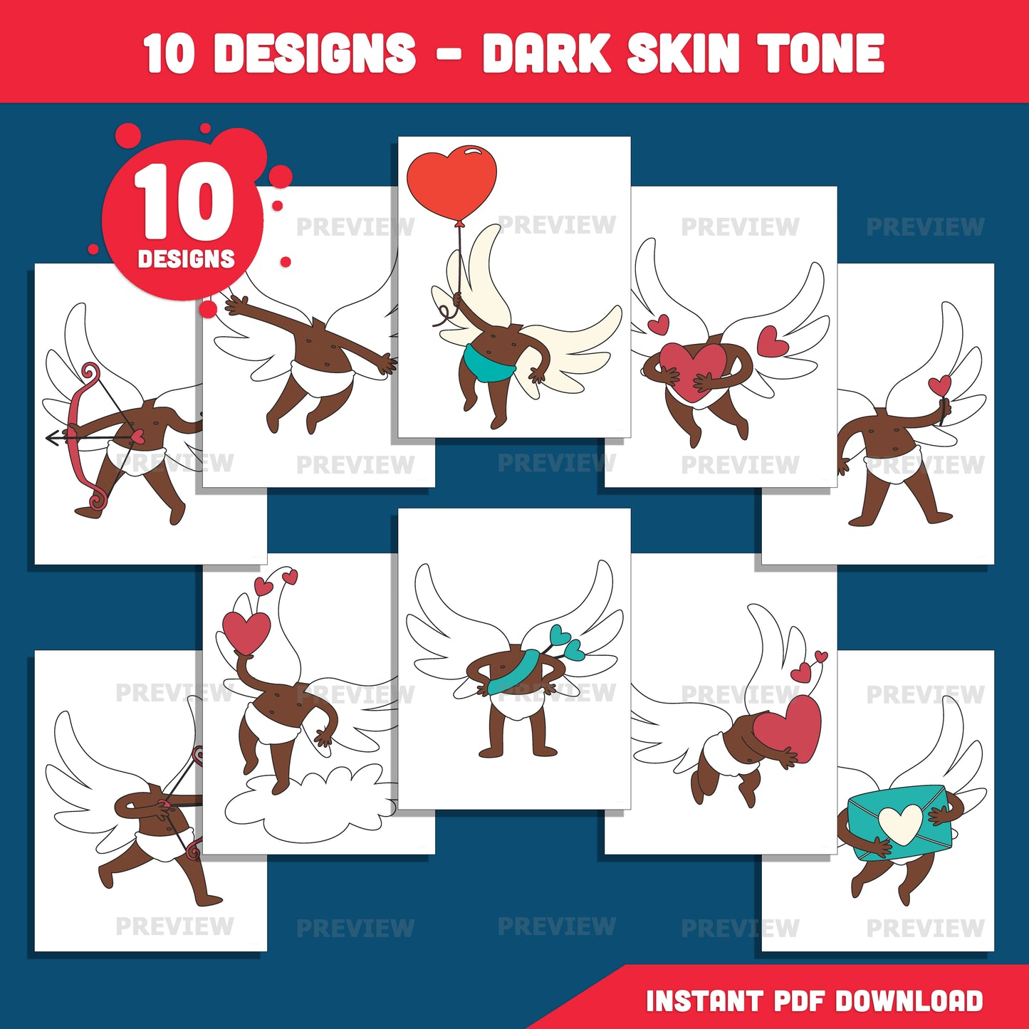 Cupid Body Clipart – Valentine Add Your Own Face Craft for Kids, Valentine Classroom & Party Activities, High-Res PDF PNG