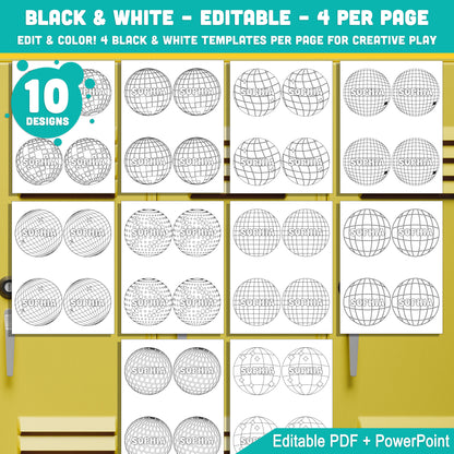 Editable Locker Labels (Cubby Name Tags), Retro Groovy Disco Ball Themed, 40 Pages, 10 Editable Designs, PDF + PowerPoint, Instant Download