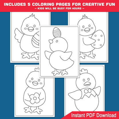 Easter Chick Directed Drawing Activity – Easter Chick Directed Drawing Worksheets, 5-Page Guide with 6 Easy Steps, Coloring Pages, Printable PDF