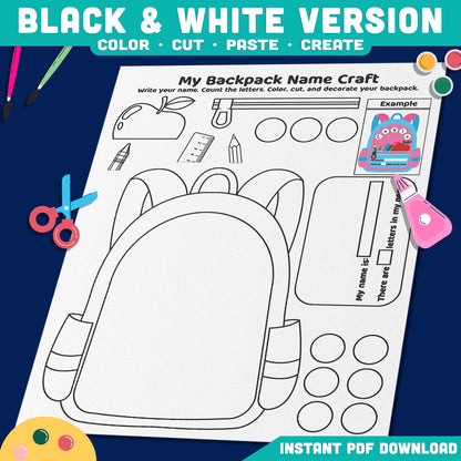 First Week of School Backpack Craft, Back to School Printable, Student Welcome Activity, Creative Classroom Resource