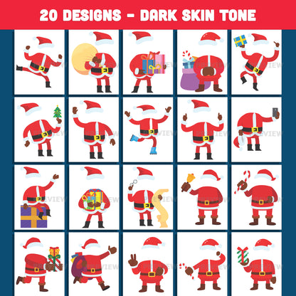 Printable Santa Body Template PNG Crafts – Add Your Own Face Christmas Project, 20 Designs Light + Dark Skin Tones, PDF + PNG for School and Home Use