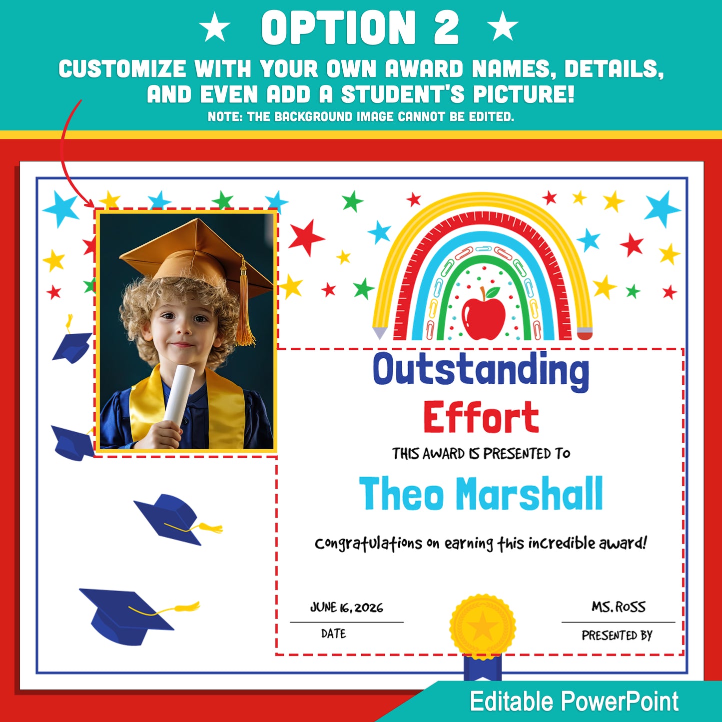 Kindergarten End of Year Awards – Class Superlatives, Student Photos, Personalize Every Detail with 2 PowerPoint Options, Easy Instant Download