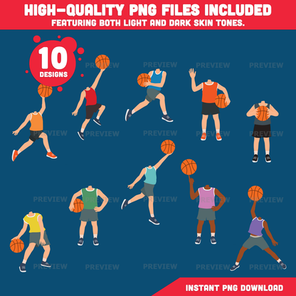 Basketball Player Add Your Own Face Craft, Basketball Body Templates Photo Insert Activity for Kids, Sports Craft Printable, Coloring Version Included