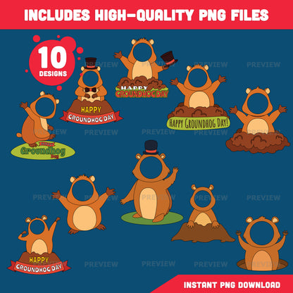 Groundhog Day Add Your Own Face Crafts – Add Your Photo Groundhog Templates, Classroom and Home Activity, Coloring Version Included