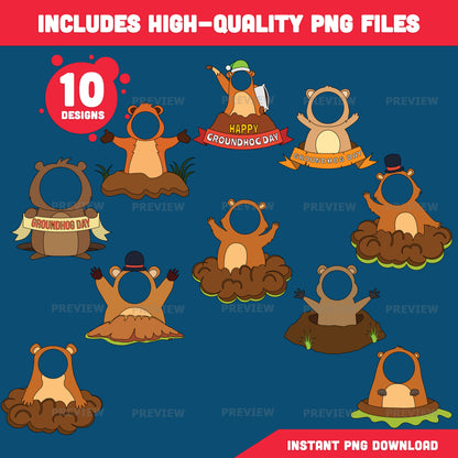 Groundhog Body Templates – Groundhog Day Craft Add Your Own Face, Photo Cut and Paste Activity with Coloring Version, PDF & PNG