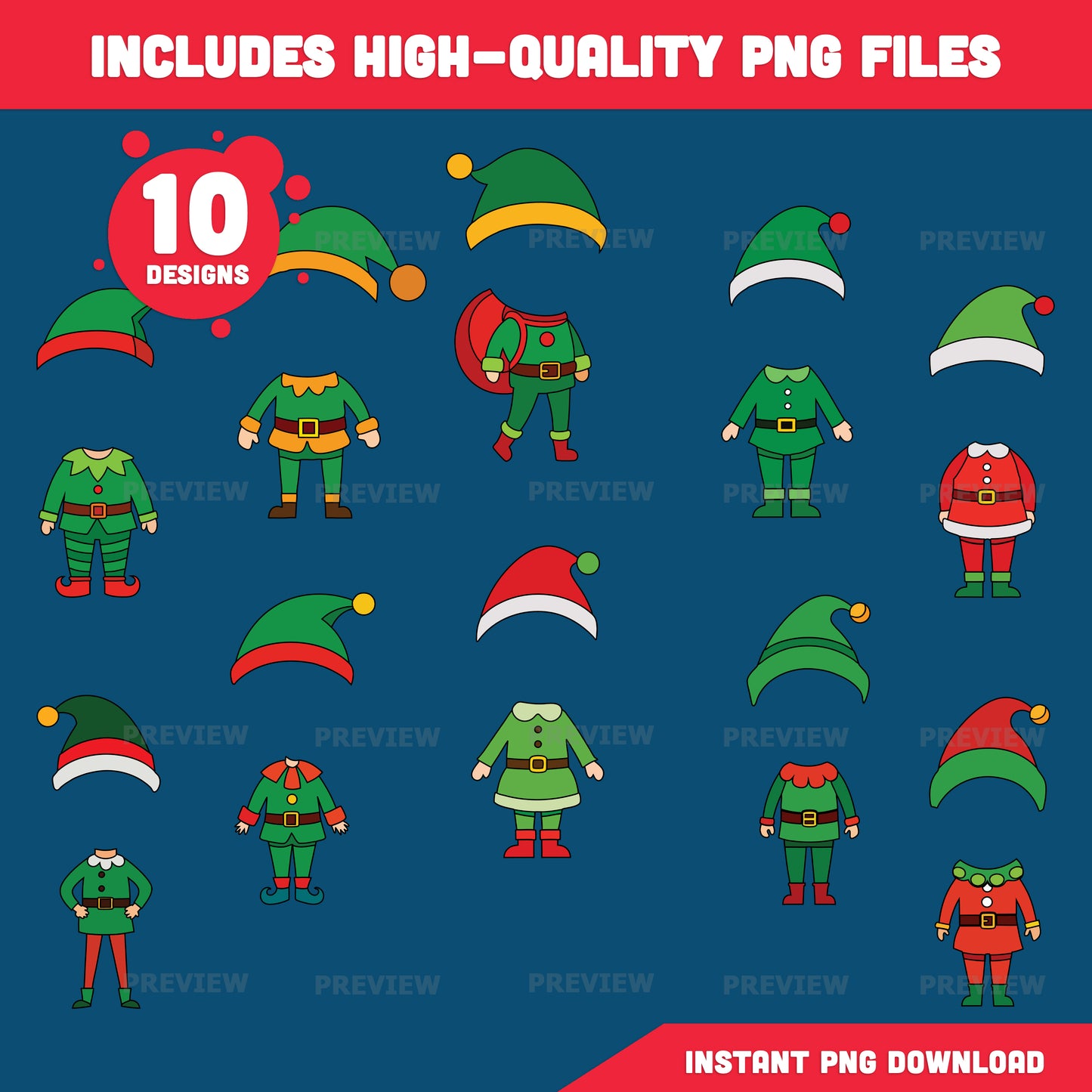 Elf Photo Insert Templates – Winter Body Templates, Coloring Version Included, 10 Designs, High-resolution PDF + PNG Files for Classroom Displays, Home Activities, and Holiday Parties