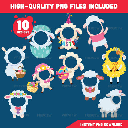 Easter Lamb Body Templates | Add Your Own Face Craft for Spring | Coloring Version Included | High-Resolution PDF + PNG Files