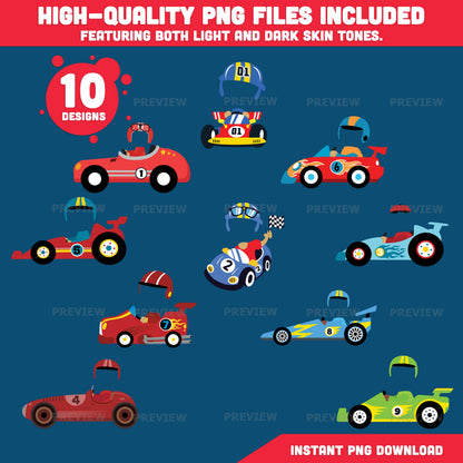 Race Car Driver Add Your Own Face Craft, Build Your Own Racing Star, Sports and Transportation Craft, Coloring Version Included, PDF PNG Templates