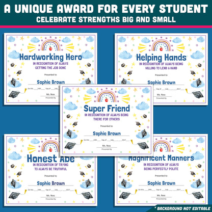 Student Recognition Awards, Personalized Achievement Certificates, 26 Customizable Classroom Honors, PowerPoint, Printable