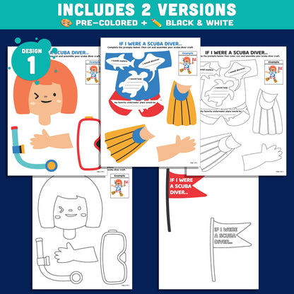 Ocean Writing Craft, Scuba Diver Writing Craft, If I Were a Scuba Diver Activity, Snorkeling Themed Literacy Project, Printable PDF Set