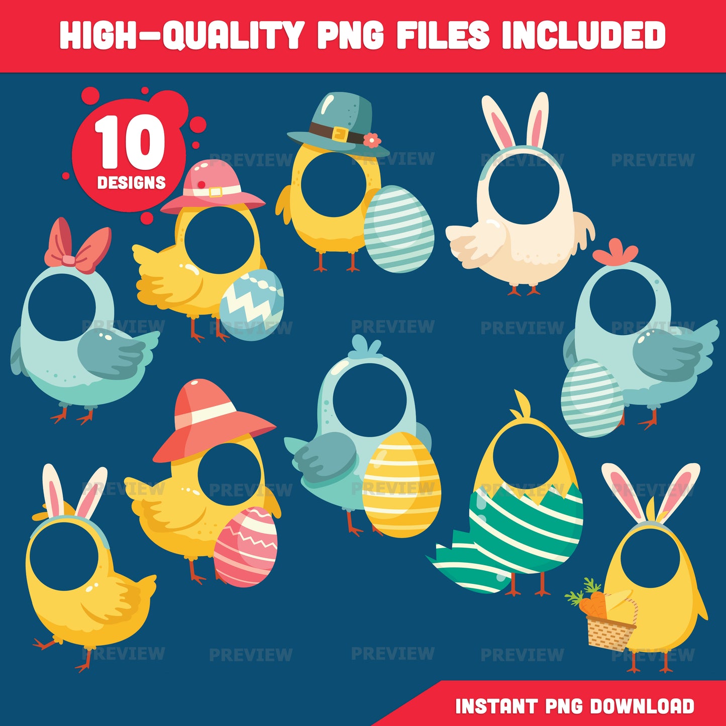 Easter Chick Templates Add Your Own Face Craft | Coloring Included | High-Resolution PDF + PNG Files for Bulletin Boards, Parties & Classrooms