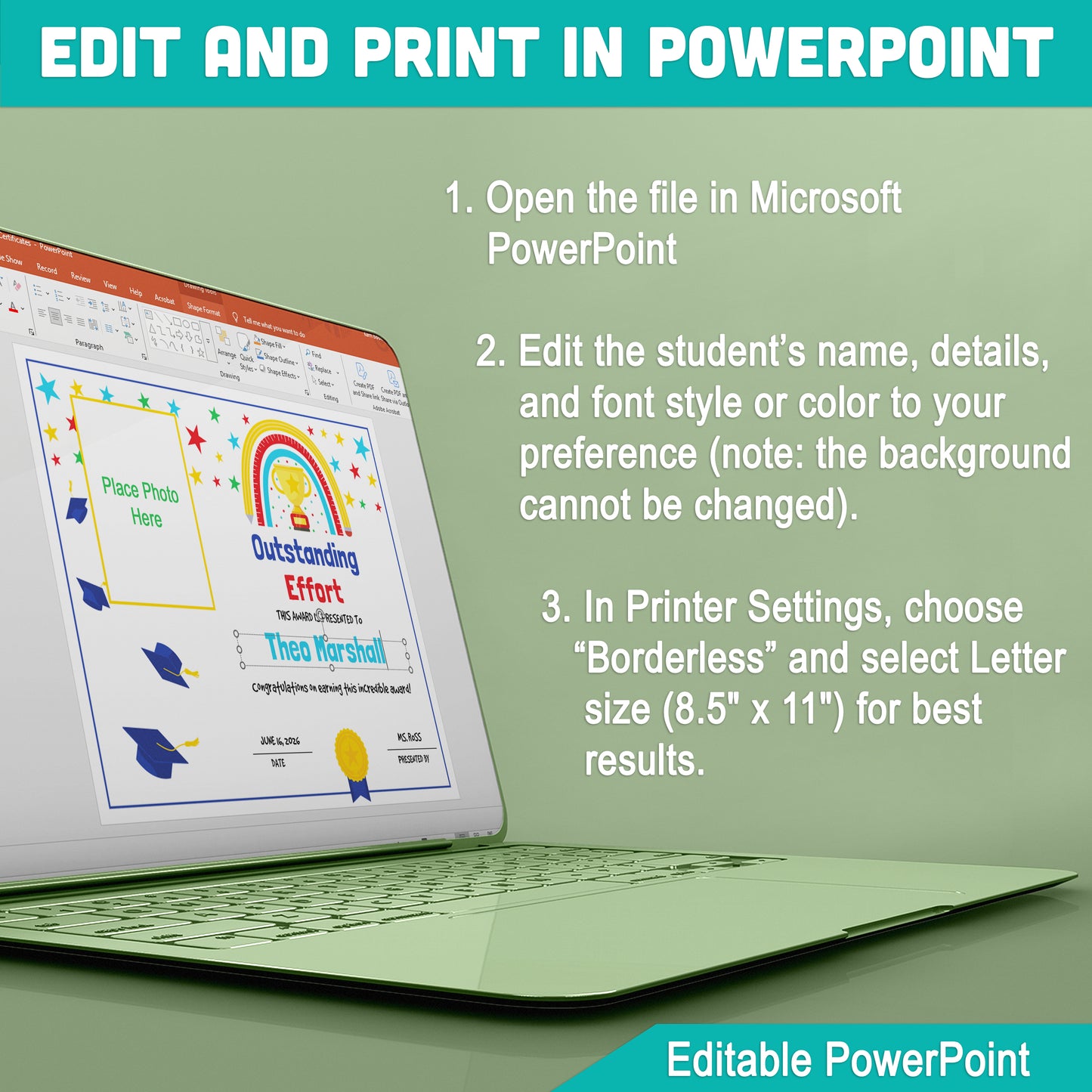 Student Recognition Certificates – End of Year Awards, Editable Class Superlatives with 2 Customizable PowerPoint Options, Instant Download