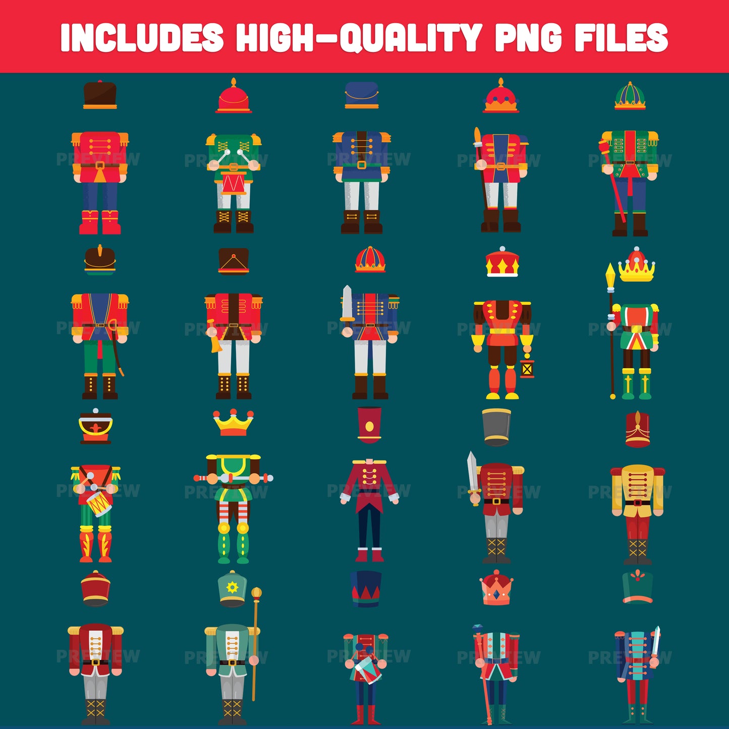 Add Your Face Nutcracker Body Templates, Christmas Craft for Kids, 20 unique designs Light + Dark Skin Tone, PDF + PNG for Classroom Decorations and Family Activities