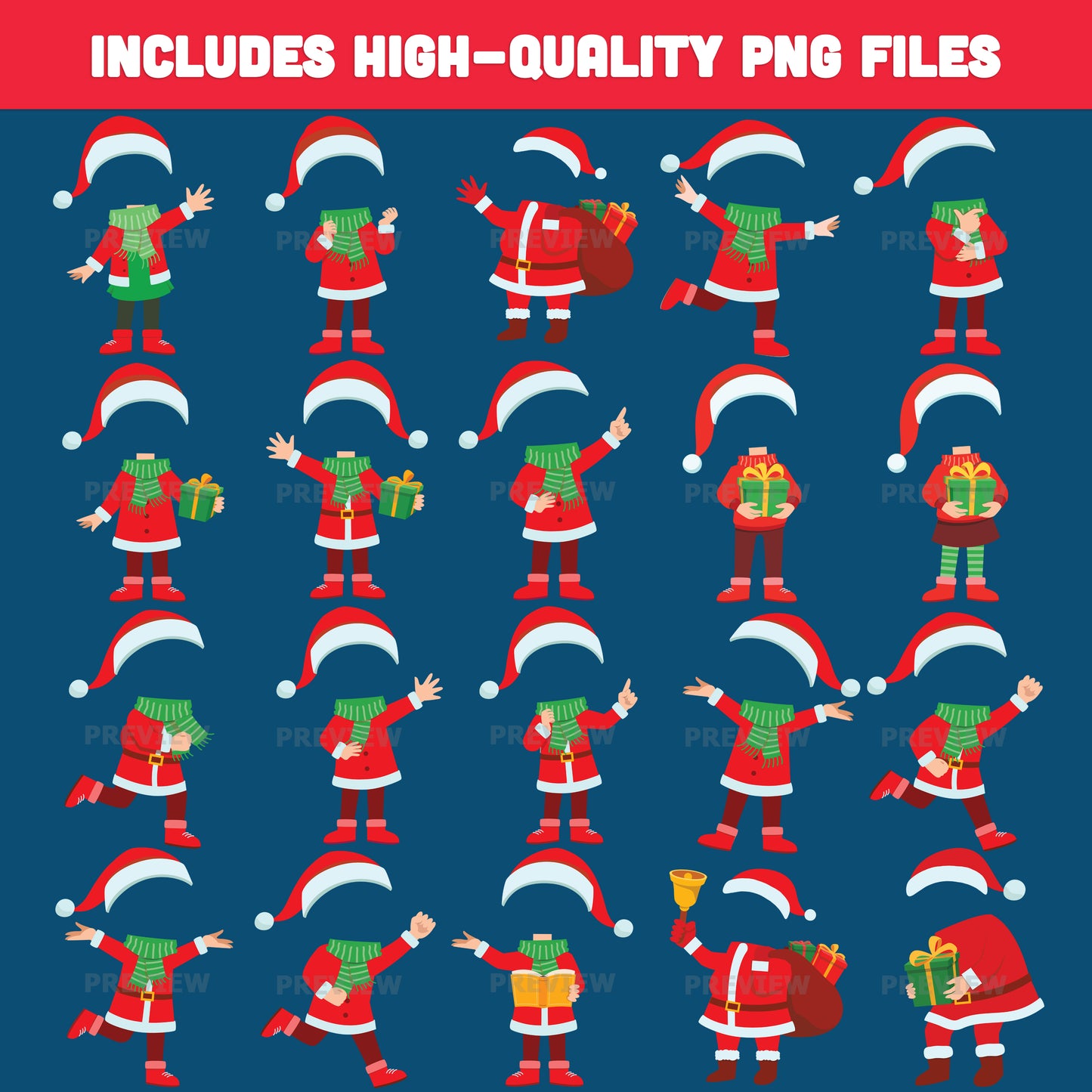 Santa Yourself Printable Templates – Add Your Own Face Christmas Activity, 20 Designs Light + Dark Skin Tone, PDF + PNG for Classroom Crafts and Family Holiday Fun