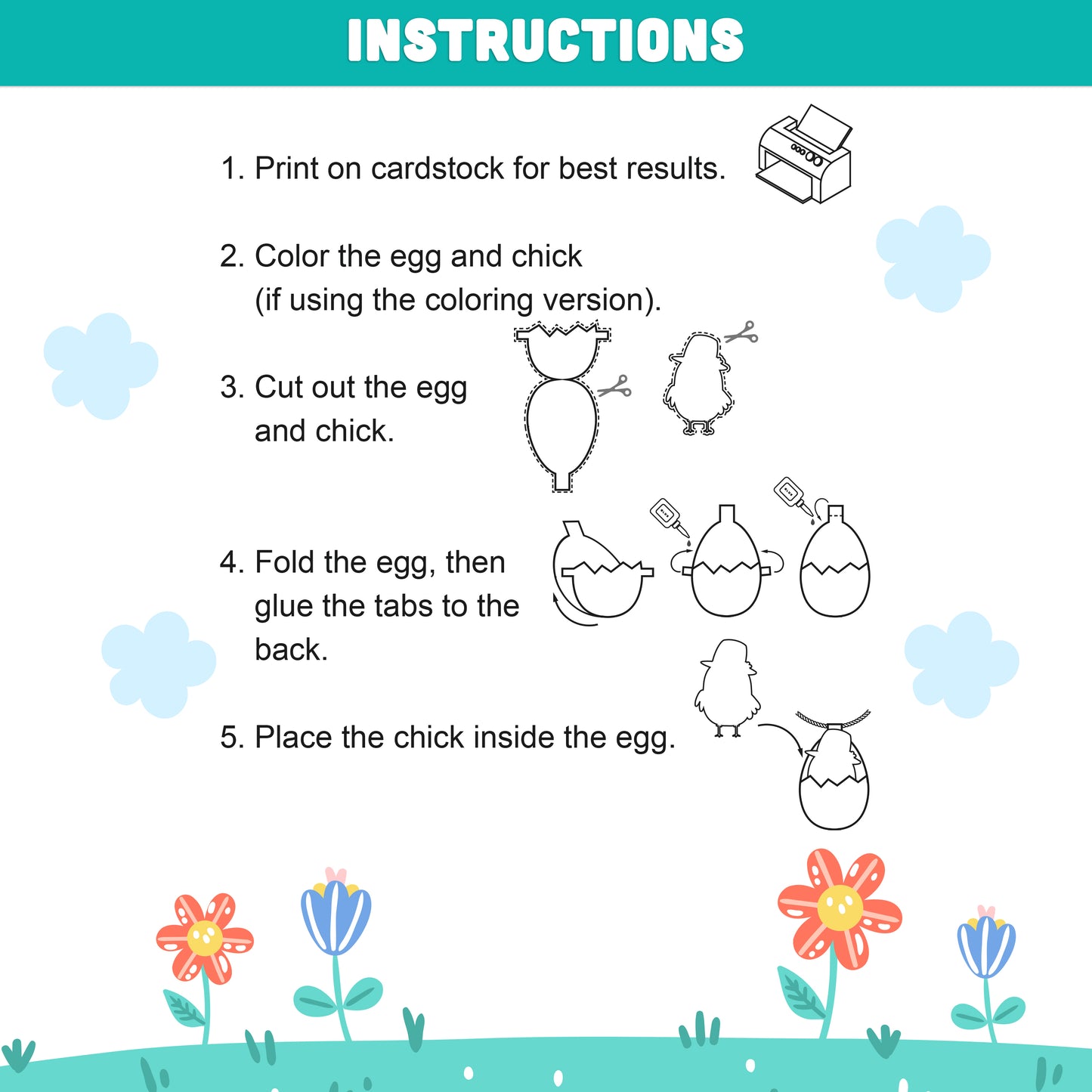 Easter Hatching Chick Paper Craft for Kids, DIY Easter Egg Craft Printable Templates, Spring Cut and Paste Activity, 4 Designs, Classroom Craft