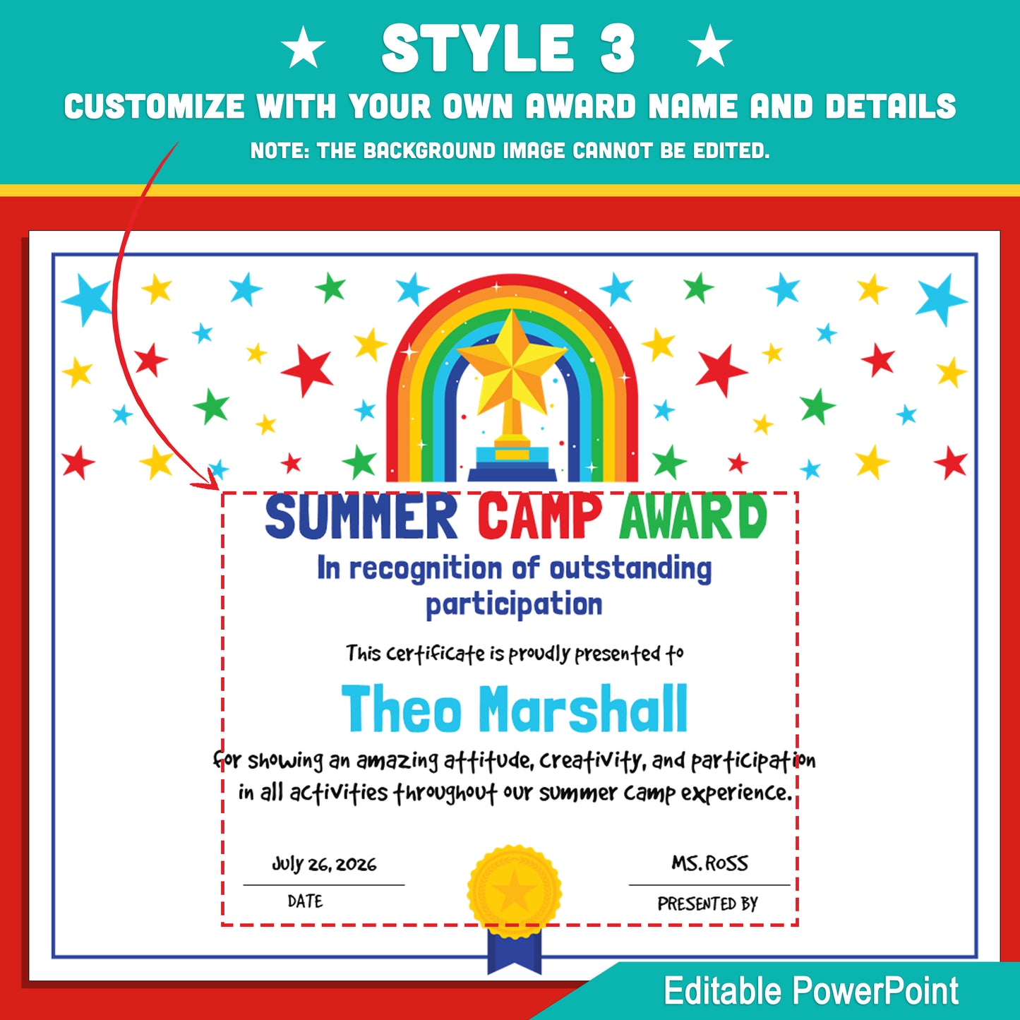 Editable Summer Camp Award – 4 Certificate Styles with Photo Options to Celebrate Camp Stars in STEM, Arts, Music, or Any Summer Program