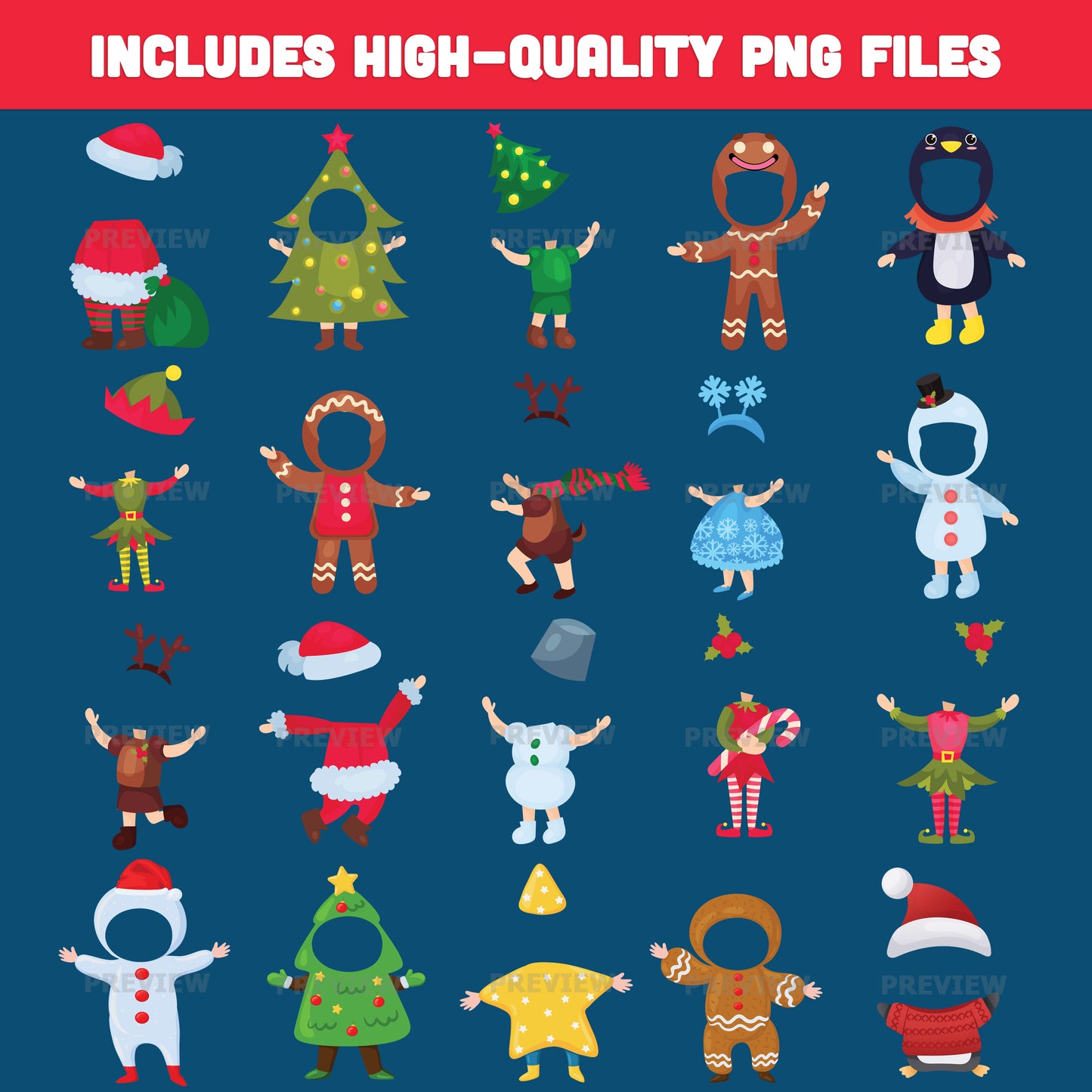 Kids Christmas Cutout Templates – Christmas Body Clipart Templates, 20 unique designs Light + Dark Skin Tone, PDF + PNG for School Arts, Home Crafts & Holiday Displays