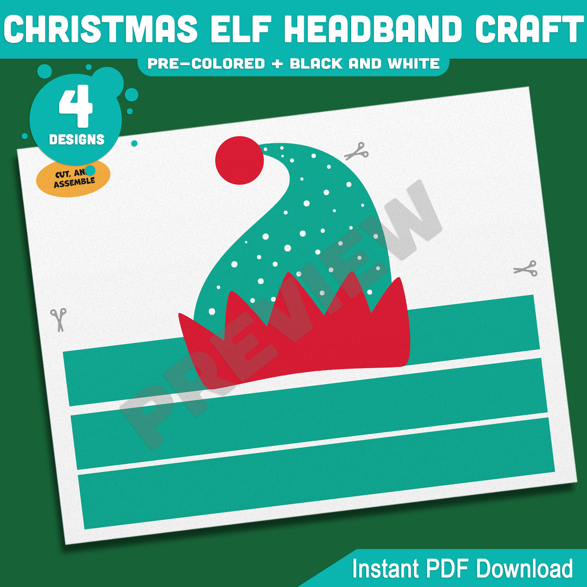 Christmas Elf Headband Craft, Wearable Paper Crown for Children