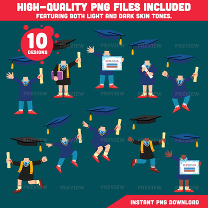 Add Your Own Face Graduation Craft, Graduation Body Templates for Kids, Fun Photo Insert Activity, Coloring Version Included, Printable Set