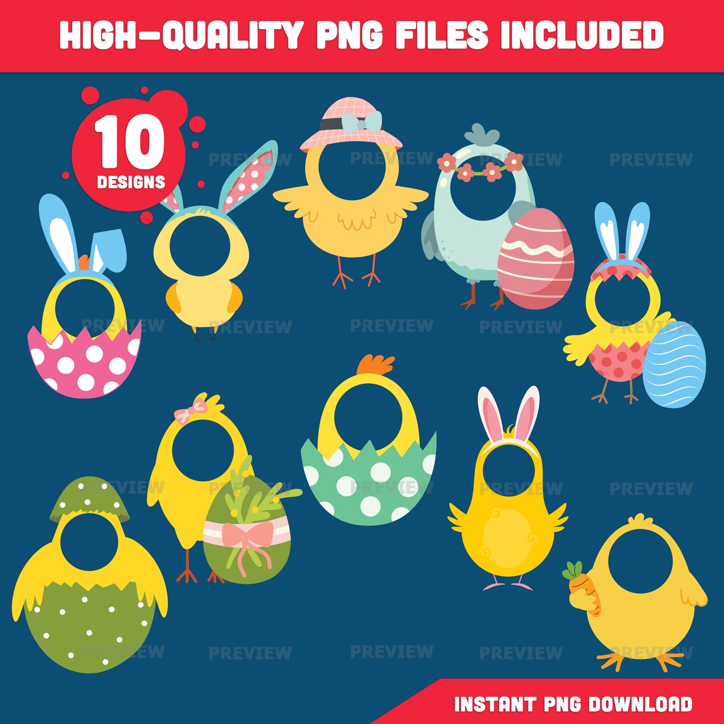 Easter Baby Chick Add Your Face Crafts | Coloring Included | High-Resolution PDF + PNG Files for Bulletin Boards, Parties & Classrooms